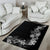 Hawaii Tropical Flowers and Leaves Area Rug Tapa Pattern Grayscale Mode