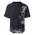 Hawaii Tropical Flowers and Leaves Baseball Jersey Tapa Pattern Grayscale Mode