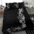 Hawaii Tropical Flowers and Leaves Bedding Set Tapa Pattern Grayscale Mode