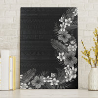 Hawaii Tropical Flowers and Leaves Canvas Wall Art Tapa Pattern Grayscale Mode LT03 Without Frame Grayscale - Polynesian Pride