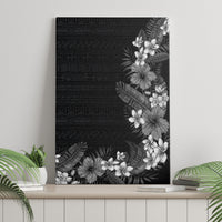 Hawaii Tropical Flowers and Leaves Canvas Wall Art Tapa Pattern Grayscale Mode LT03 - Polynesian Pride