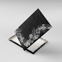 Hawaii Tropical Flowers and Leaves Canvas Wall Art Tapa Pattern Grayscale Mode LT03 With Frame Grayscale - Polynesian Pride