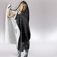 Hawaii Tropical Flowers and Leaves Hooded Blanket Tapa Pattern Grayscale Mode LT03 - Polynesian Pride
