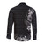 Hawaii Tropical Flowers and Leaves Long Sleeve Button Shirt Tapa Pattern Grayscale Mode