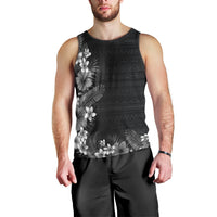 Hawaii Tropical Flowers and Leaves Men Tank Top Tapa Pattern Grayscale Mode LT03 - Polynesian Pride