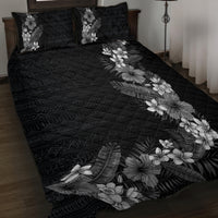Hawaii Tropical Flowers and Leaves Quilt Bed Set Tapa Pattern Grayscale Mode LT03 Grayscale - Polynesian Pride