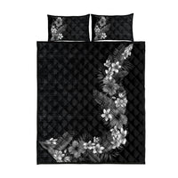Hawaii Tropical Flowers and Leaves Quilt Bed Set Tapa Pattern Grayscale Mode LT03 - Polynesian Pride