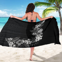 Hawaii Tropical Flowers and Leaves Sarong Tapa Pattern Grayscale Mode