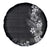 Hawaii Tropical Flowers and Leaves Spare Tire Cover Tapa Pattern Grayscale Mode