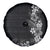 Hawaii Tropical Flowers and Leaves Spare Tire Cover Tapa Pattern Grayscale Mode