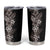 Hawaii Tropical Flowers and Leaves Tumbler Cup Tapa Pattern Grayscale Mode