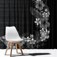 Hawaii Tropical Flowers and Leaves Window Curtain Tapa Pattern Grayscale Mode LT03 - Polynesian Pride