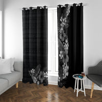 Hawaii Tropical Flowers and Leaves Window Curtain Tapa Pattern Grayscale Mode LT03 With Grommets Grayscale - Polynesian Pride