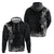Hawaii Tropical Flowers and Leaves Zip Hoodie Tapa Pattern Grayscale Mode