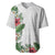 Hawaii Tropical Flowers and Leaves Baseball Jersey Tapa Pattern White Mode