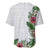 Hawaii Tropical Flowers and Leaves Baseball Jersey Tapa Pattern White Mode