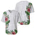 Hawaii Tropical Flowers and Leaves Baseball Jersey Tapa Pattern White Mode