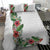 Hawaii Tropical Flowers and Leaves Bedding Set Tapa Pattern White Mode