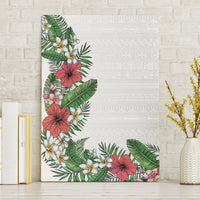 Hawaii Tropical Flowers and Leaves Canvas Wall Art Tapa Pattern White Mode LT03 Without Frame White - Polynesian Pride