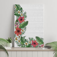 Hawaii Tropical Flowers and Leaves Canvas Wall Art Tapa Pattern White Mode LT03 - Polynesian Pride
