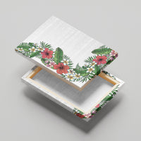 Hawaii Tropical Flowers and Leaves Canvas Wall Art Tapa Pattern White Mode LT03 - Polynesian Pride