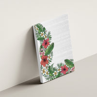 Hawaii Tropical Flowers and Leaves Canvas Wall Art Tapa Pattern White Mode LT03 - Polynesian Pride