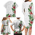 Hawaii Tropical Flowers and Leaves Family Matching Long Sleeve Bodycon Dress and Hawaiian Shirt Tapa Pattern White Mode