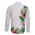 Hawaii Tropical Flowers and Leaves Family Matching Long Sleeve Bodycon Dress and Hawaiian Shirt Tapa Pattern White Mode