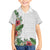 Hawaii Tropical Flowers and Leaves Family Matching Long Sleeve Bodycon Dress and Hawaiian Shirt Tapa Pattern White Mode