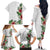 Hawaii Tropical Flowers and Leaves Family Matching Off The Shoulder Long Sleeve Dress and Hawaiian Shirt Tapa Pattern White Mode