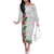 Hawaii Tropical Flowers and Leaves Family Matching Off The Shoulder Long Sleeve Dress and Hawaiian Shirt Tapa Pattern White Mode