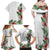 Hawaii Tropical Flowers and Leaves Family Matching Off Shoulder Maxi Dress and Hawaiian Shirt Tapa Pattern White Mode