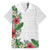 Hawaii Tropical Flowers and Leaves Family Matching Off Shoulder Maxi Dress and Hawaiian Shirt Tapa Pattern White Mode