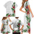 Hawaii Tropical Flowers and Leaves Family Matching Short Sleeve Bodycon Dress and Hawaiian Shirt Tapa Pattern White Mode