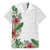 Hawaii Tropical Flowers and Leaves Family Matching Short Sleeve Bodycon Dress and Hawaiian Shirt Tapa Pattern White Mode