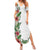 Hawaii Tropical Flowers and Leaves Family Matching Summer Maxi Dress and Hawaiian Shirt Tapa Pattern White Mode