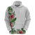 Hawaii Tropical Flowers and Leaves Hoodie Tapa Pattern White Mode