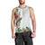 Hawaii Tropical Flowers and Leaves Men Tank Top Tapa Pattern White Mode