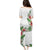 Hawaii Tropical Flowers and Leaves Puletasi Tapa Pattern White Mode