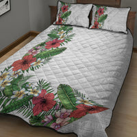 Hawaii Tropical Flowers and Leaves Quilt Bed Set Tapa Pattern White Mode LT03 - Polynesian Pride
