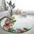 Hawaii Tropical Flowers and Leaves Round Carpet Tapa Pattern White Mode