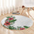 Hawaii Tropical Flowers and Leaves Round Carpet Tapa Pattern White Mode