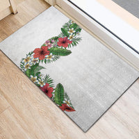 Hawaii Tropical Flowers and Leaves Rubber Doormat Tapa Pattern White Mode LT03 - Polynesian Pride