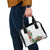 Hawaii Tropical Flowers and Leaves Shoulder Handbag Tapa Pattern White Mode