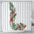 Hawaii Tropical Flowers and Leaves Shower Curtain Tapa Pattern White Mode