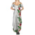 Hawaii Tropical Flowers and Leaves Summer Maxi Dress Tapa Pattern White Mode
