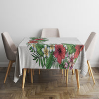 Hawaii Tropical Flowers and Leaves Tablecloth Tapa Pattern White Mode LT03 - Polynesian Pride