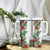 Hawaii Tropical Flowers and Leaves Tumbler With Handle Tapa Pattern White Mode