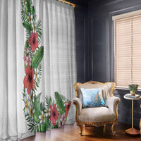 Hawaii Tropical Flowers and Leaves Window Curtain Tapa Pattern White Mode LT03 - Polynesian Pride