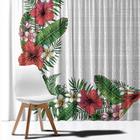 Hawaii Tropical Flowers and Leaves Window Curtain Tapa Pattern White Mode LT03 - Polynesian Pride